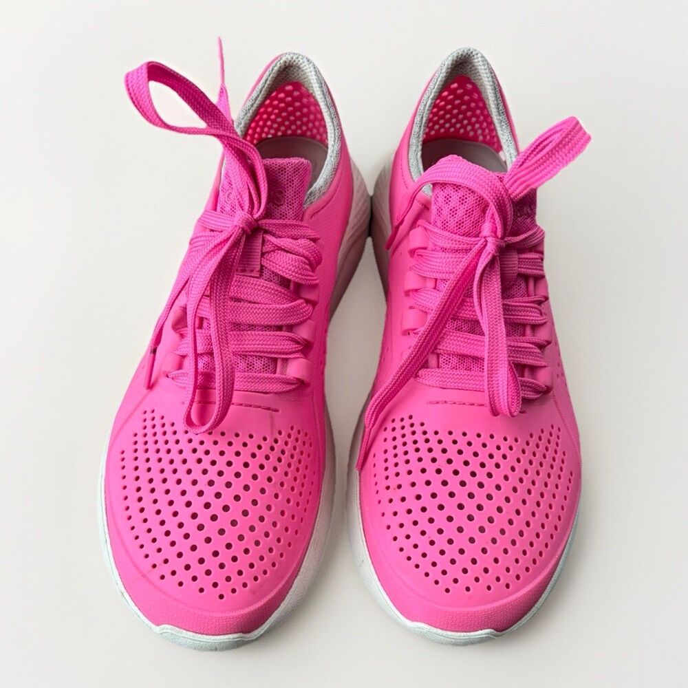 Crocs LiteRide Pacer Shoes Women's Size 9 Pink Comfort Lace Up 205234 - Picture 2 of 9